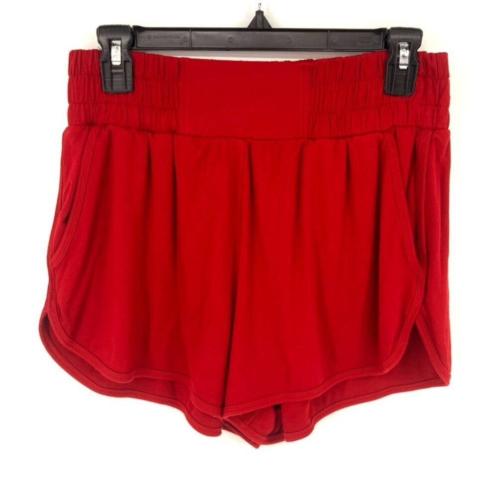 Fabletics Womens Athletic Lounge Shorts Size Small Maroon Red Pockets Jersey